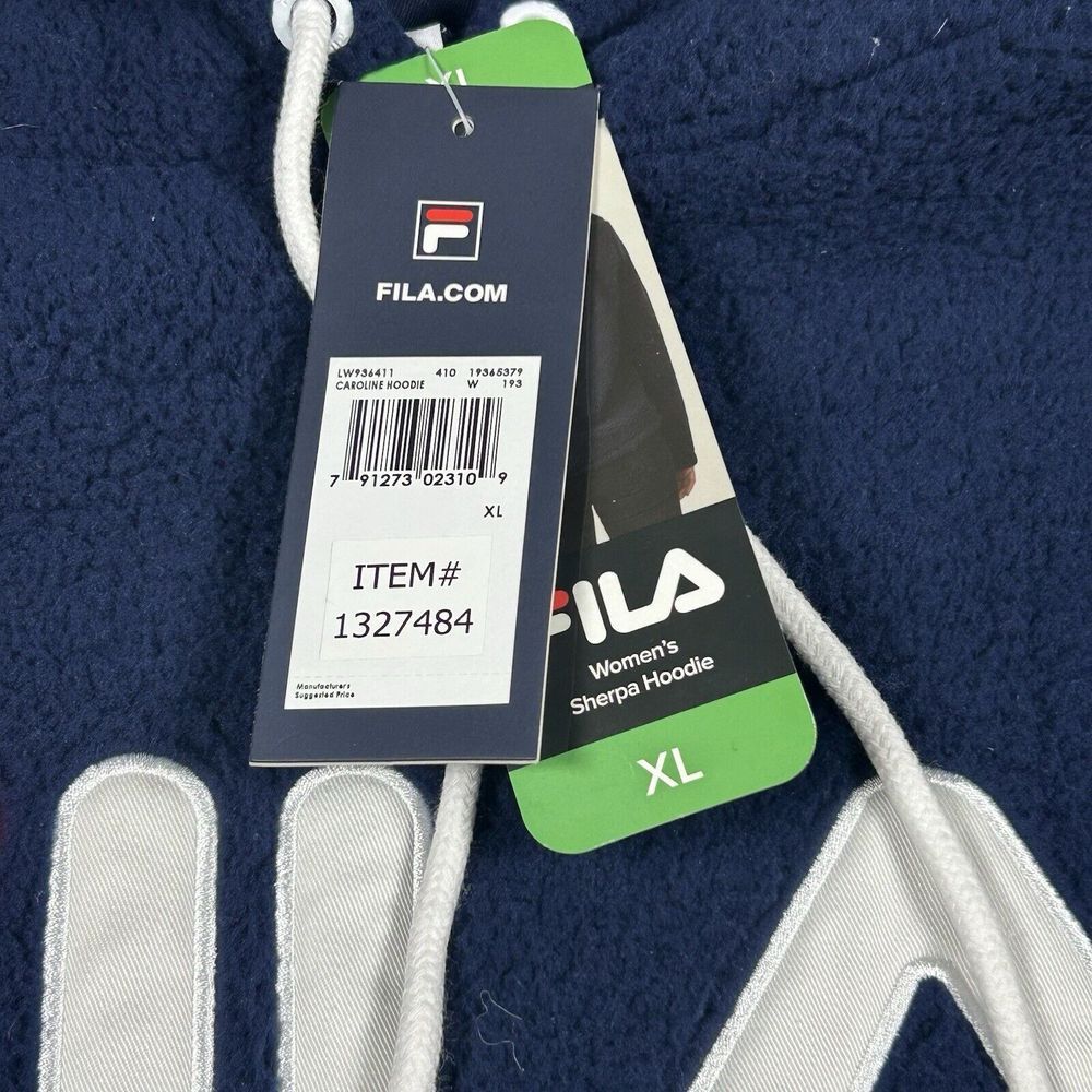 NWT Fila Women's Sherpa Caroline Hoodie Pullover Navy Size XL #1327484 - Picture 3 of 6
